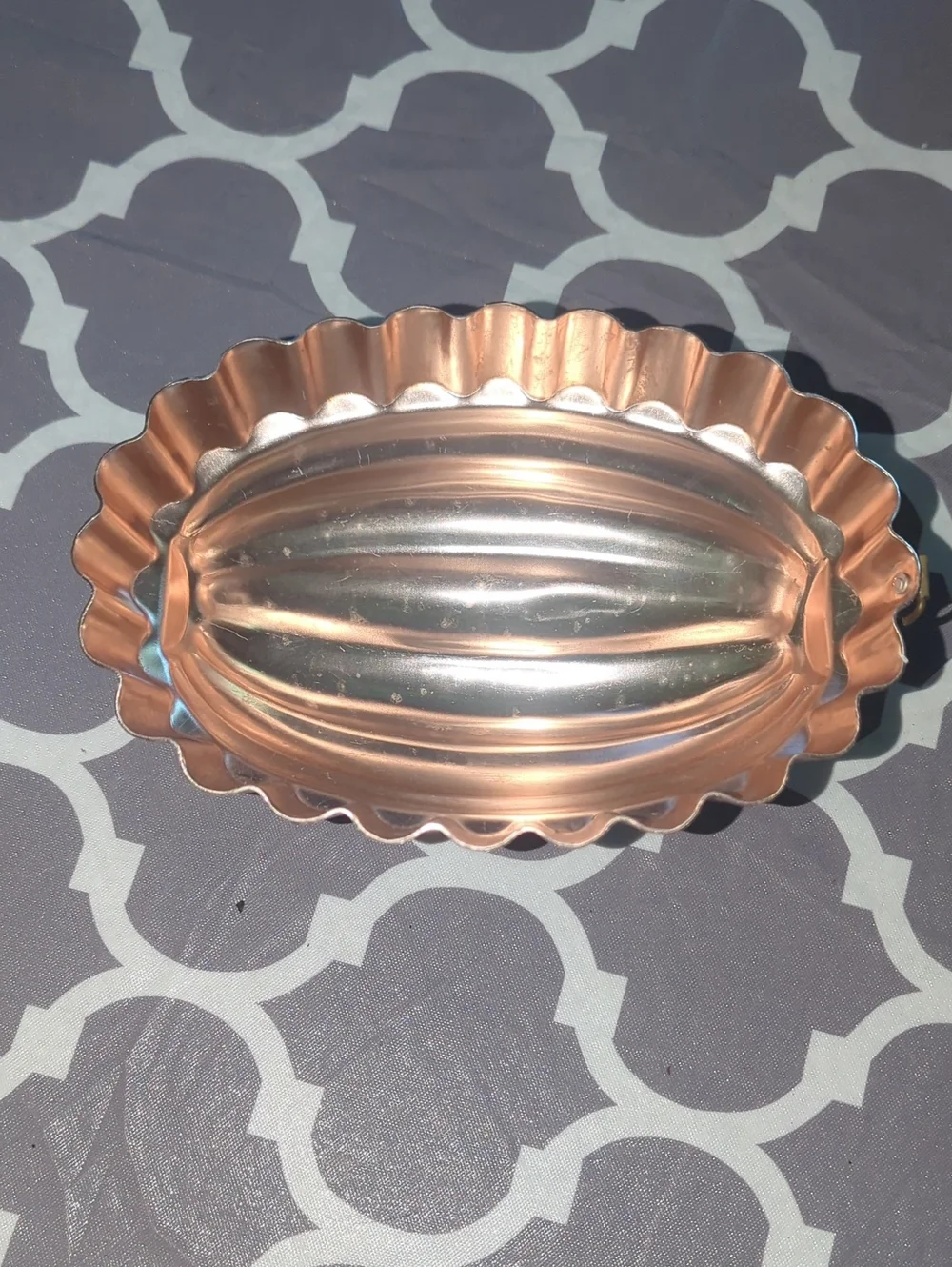 Copper-Tone Fluted Oval Serving Dish